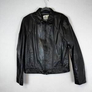 Vintage Bermans Black Leather Motorcycle Jacket Mens 40